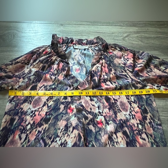 All saints mauve snake patterned ruffle neck blouse size 6 - Picture 8 of 9